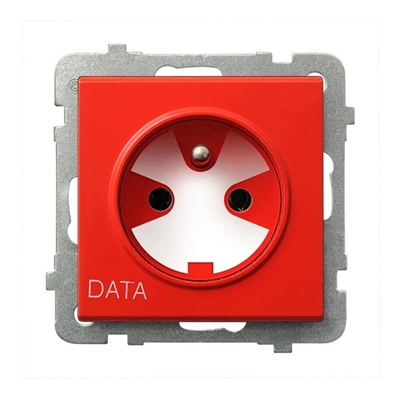 SONATA Gniazdo pojedyncze z uziemieniem DATA, czerwony,z kluczem uprawniającym