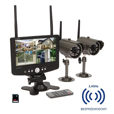 System do monitoringu 4-kanałowy, bezprzewodowy CCTV MT-JE-1801 czarny