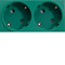 SYSTO Gniazdo przelot SCHUKO 2x(2P+Z) samozaciski zabezpieczenie przed dotykiem 4 moduły 16A/230V zielone