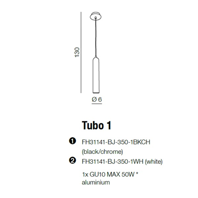 TUBO 1 Lampa wisząca biała