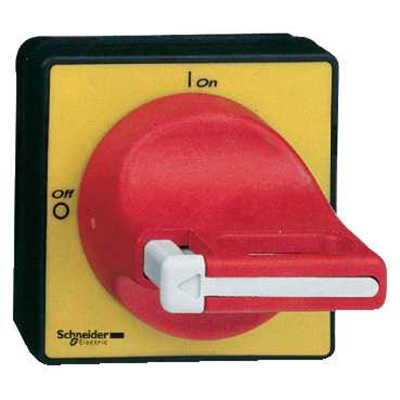 Uchwyty i płyty czołowe dla rozłączników 60x60 czerwono/żółty