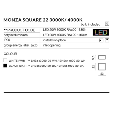 MONZA S22 3000K Lampa sufitowa czarna